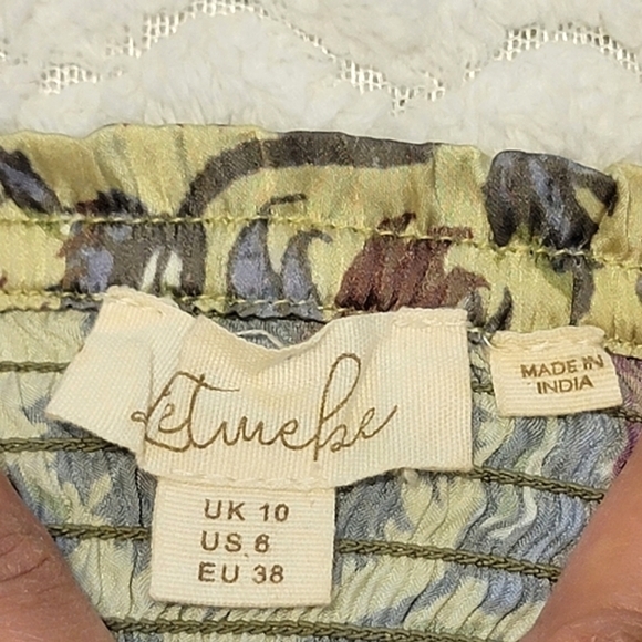 NWOT Anthro Letmebe Smocked Off the Shoulder Blouse Size US 6 Plum Burgundy - Picture 11 of 11